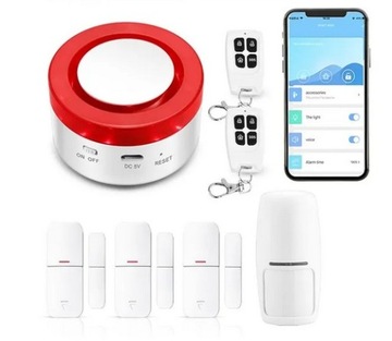 BEZPRZEWODOWA SYRENA ALARM system alarmowy czujnik ruchu WIFI Tuya SOS
