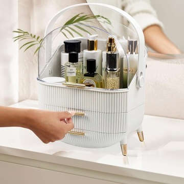 КОРОБКА-ОРГАНИЗАТОР КОСМЕТИЧЕСКИЙ ШКАФ С ЯЩИКАМИ КОРОБКА НА НОЖКАХ F9 БЕЛЫЙ