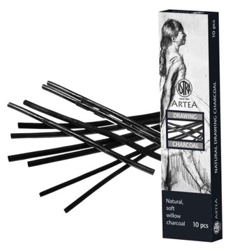 WĘGIEL NATURALNY RYSUNKOWY 10SZT 3-6MM WĘGIEL DO RYSOWANIA PREMIUM