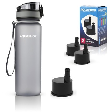 Butelka Filtrująca Aquaphor City 500ml Bidon na trening spacer Filtr 3 szt.