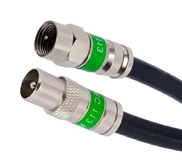 Kabel koncentryczny przewód antenowy 2M czarny Wtyk F-Wtyk TV 1,1Cu