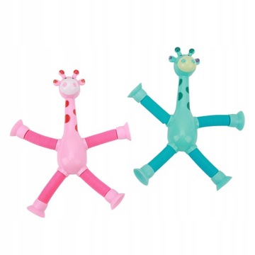4 SZT. PRZYSSAWKA ŻYRAFA ZABAWKA SPRĘŻYNOWA TELESKOPOWA