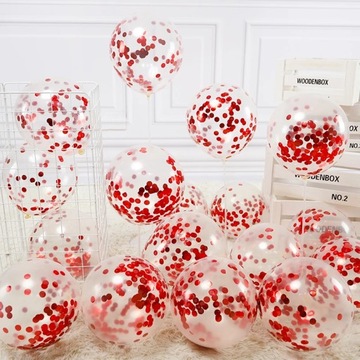 12Inch Confetti Latex Ball Red Rose Gold Helium