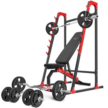 Zestaw 125kg ławka stojak gryf obciążenie gumowane
