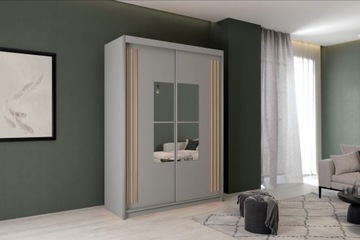 SZARA SZAFA COSTA 150X216X62CM DREWNIANE LAMELE