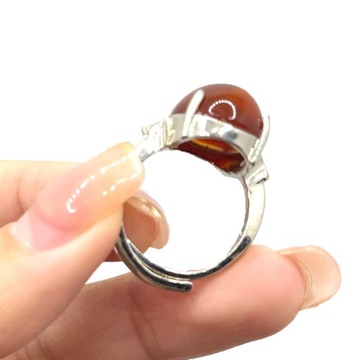 Regulowany pierścionek wykonany ze Stal nierdzewna naturalny agat