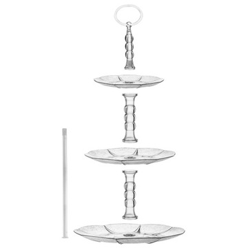 СТЕКЛЯННАЯ ТАРЕЛКА ДЛЯ ТОРТА, ФРУКТЫ, КРУГЛАЯ 3-Х ЯРУСНАЯ ТАРЕЛКА