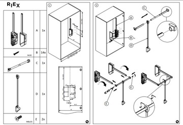 PANTOGRAF DO SZAFY CIEMNOSZARY 25KG 800-1000 RIEX