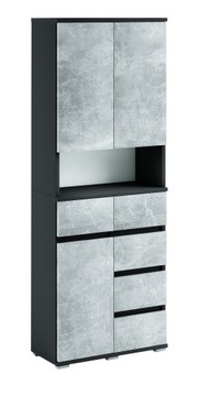 094-053 Szafka Łazienkowa 62/195 + KOSZ - CZARNY / BETON