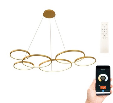 Lampa wisząca 120cm okręgi ring żyrandol LED Tuya