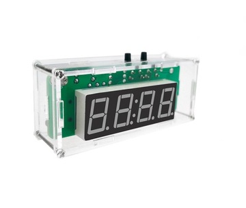 Часы электронные 4-БИТ Зеленые с корпусом. Учимся паять набор своими руками