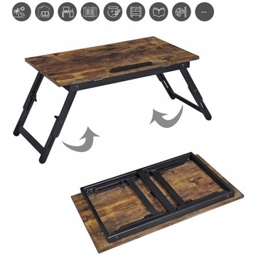 Składany Stolik Pod Laptopa Taca do Łóżka Rustykalna Podstawka