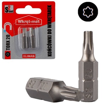 Bity do wkrętarki TORX 20 25mm 2 szt. TX20 magnetyczne Klimas