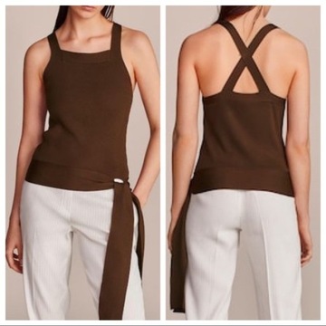 MASSIMO DUTTI вязаный топ на завязках хаки L