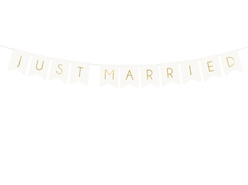 Baner ślub JUST MARRIED biało-złoty 155cm girlanda
