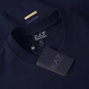 BLUZA EMPORIO ARMANI EA7 BEZ KAPTURA DUŻE HAFTOWANE LOGO GRANATOWA