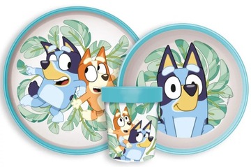 BLUEY ZESTAW NACZYŃ DZIECIĘCY ANTYPOŚLIZGOWY 3 ELEMENTY TALERZ MISKA KUBEK