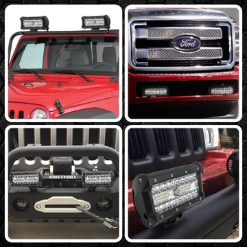 ZESTAW LAMPA ROBOCZA HALOGEN SAMOCHODOWY QUAD 2x 120W MOCNY LED CREE IP68