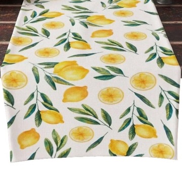 LETNI BIEŻNIK NA STÓŁ W OWOCE ARBUZY CYTRYNY 180x33 LNIANY RÓŻNE WZORY