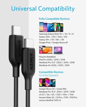 Кабель Anker PowerLine III USB-C — USB-C, 60 Вт, 1,8 м