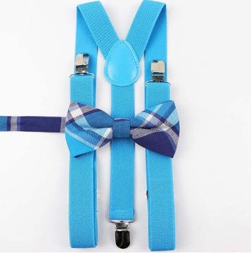 Komplet: mucha i regulowane szelki niebieskie