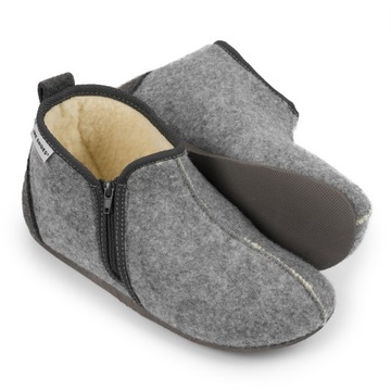 Ireshoes kapcie filcowe męskie szare z naturalną wełną r.46