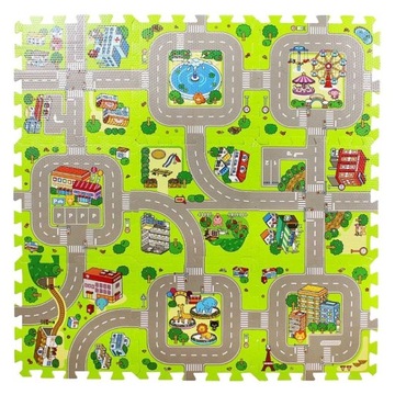 Puzzle piankowe mata MIASTO ULICE DROGI 9el (PZ01)