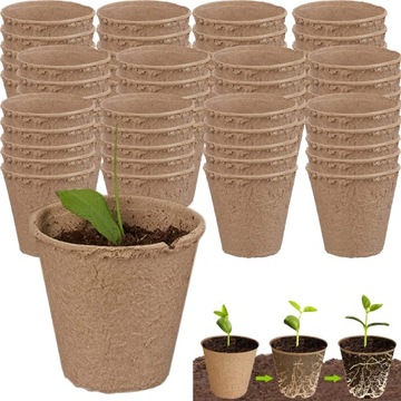 DONICZKI TORFOWE DO ROZSADY SADZONKI ROZSADOWE 6CM BIODEGRADOWALNE 60SZT
