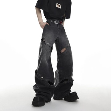 NOYMEI Male Y2k Jeans High Street Patchwork Loose
