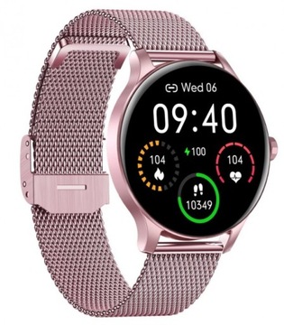 Smartwatch damski GARETT Classy Różowy Stalowy zegarek