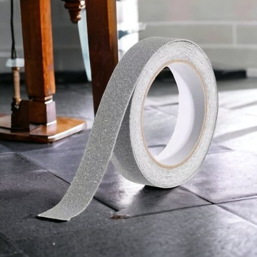 ЛЕНТА ПРОТИВОСКОЛЬЗЯЩАЯ 25мм 18м ДЛЯ ЛЕСТНИЦ, СЕРАЯ предупреждающая маркировка