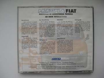 Fiat Multipla 04/2000 руководство по ремонту Оригинальный компакт-диск Fiat Multipla