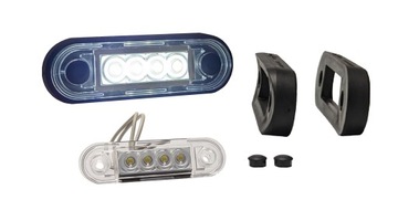 Lampa Obrysowa obrysówka PRZEDNIA LED BIAŁA FT-073 Na płasko na rurę 12/24V