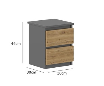 ПРИМОЧНЫЙ ШКАФ СТОЛ ДЛЯ СПАЛЬНИ С 2 ЯЩИКАМИ НАТАЛЬЯ ГРАФИТ ДУБ ВОТАН
