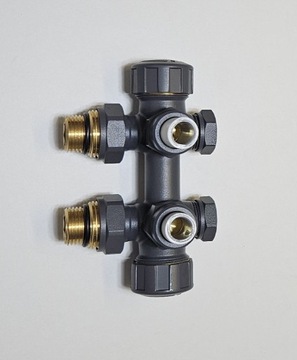 Zestaw termostatyczny Duoplex antracyt - uniwersalny prosty i kątowy