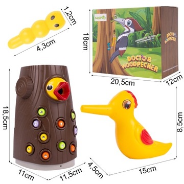 GRA MAGNETYCZNA ZRĘCZNOŚCIOWA NAKARM DZIĘCIOŁA ZŁAP ROBACZKA MONTESSORI