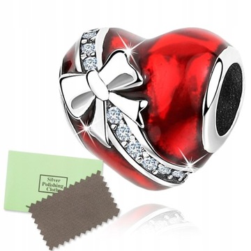 CHARMS KORALIK SERCE ZAWIESZKA SREBRNA 925 GRAWER