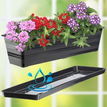 БАЛКОННАЯ ЯЩИКА 60см ЦВЕТОЧНЫЙ ГОРШОК + ПОДСТАВКА