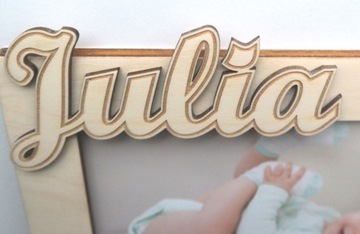 Деревянная рамка ИМЯ дата подарок на Рождение