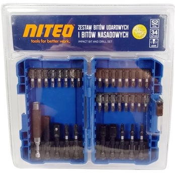 NITEO Zestaw bitów udarowych i bitów nasadowych 34 elementy stal S2 707