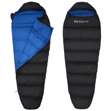 Śpiwór lekki MUMIA turystyczny 210x80 Pokrowiec RG CAMP Comfort 250G CIEPŁY