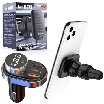 UCHWYT HOLDER DO KRATKI NA TELEFON MAGNETYCZNY MOCNY MAGNES + TRANSMITER FM