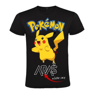 DZIECIĘCA KOSZULKA NA PREZENT Z NADRUKIEM POKEMON PIKACHU+ Imię 5/6L