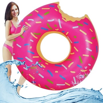 DONUT DUŻE KOŁO RÓŻOWE DO PŁYWANIA DMUCHANE MATERAC DO WODY DONAT 120CM XXL