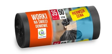 WORKI NA ŚMIECI HDPE 35L CZARNE - 50 SZT.