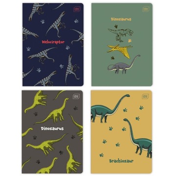 4 X ZESZYT A5, 32 KARTKI, KRATKA Z MARGINESEM, W DINOZAURY