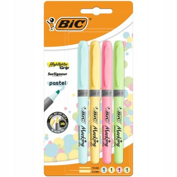 ZAKREŚLACZE BIC HIGHL GRIP PASTEL 4 kol.