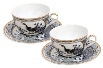 Кофейный сервиз на 2 персоны, фарфоровые чашки и блюдца, 220 мл, синий