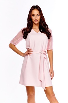 Sukienka trapezowa oversize tiul, pasek, S