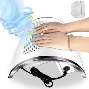 Mocny Pochłaniacz Pyłu 2 Wiatraki Manicure Worki do Paznokci Profesjonalny